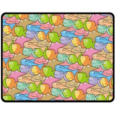 Fishes Cartoon Double Sided Fleece Blanket (medium)  by sifis