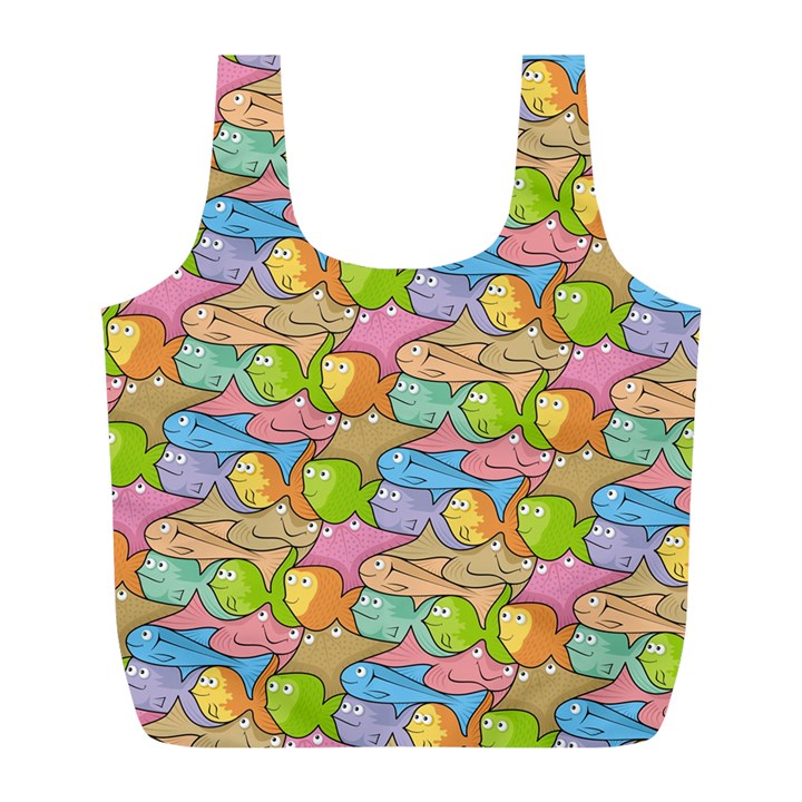 Fishes Cartoon Full Print Recycle Bags (L) 