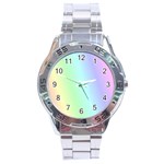 Multi Color Pastel Background Stainless Steel Analogue Watch Front