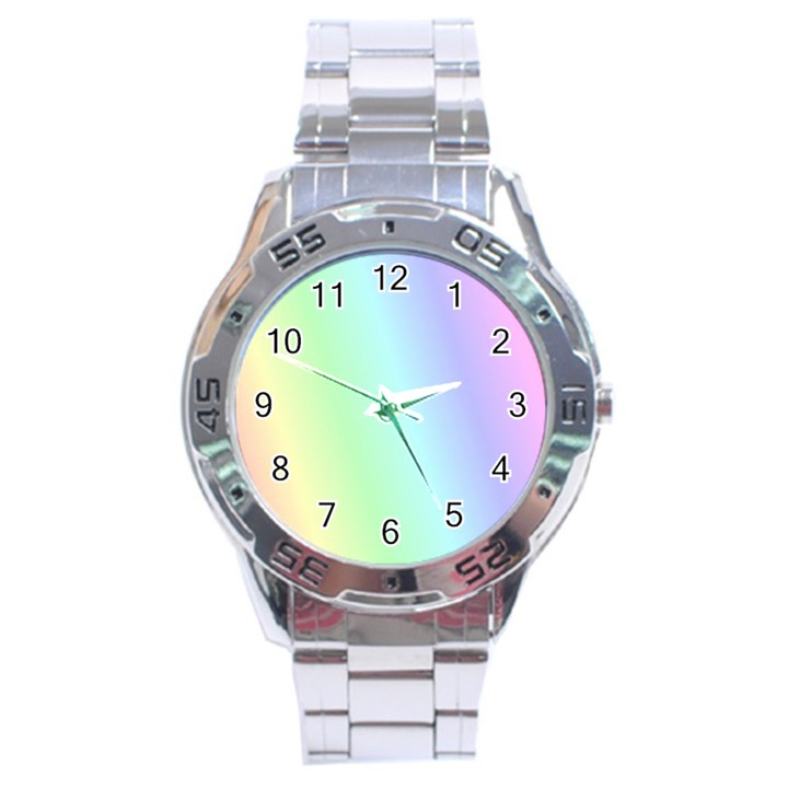 Multi Color Pastel Background Stainless Steel Analogue Watch