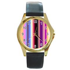 Multi Color Vertical Background Round Gold Metal Watch by Simbadda