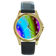 Multi Color Stones Wall Multi Radiant Round Gold Metal Watch