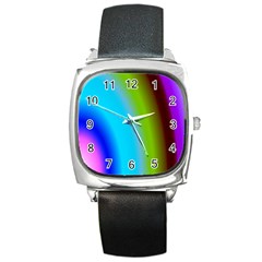 Multi Color Stones Wall Multi Radiant Square Metal Watch