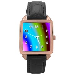 Multi Color Stones Wall Multi Radiant Rose Gold Leather Watch  by Simbadda