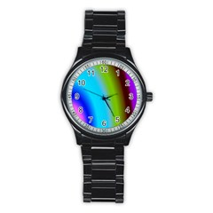 Multi Color Stones Wall Multi Radiant Stainless Steel Round Watch