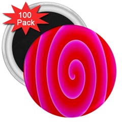 Pink Hypnotic Background 3  Magnets (100 Pack) by Simbadda