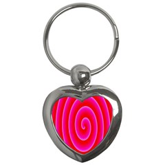 Pink Hypnotic Background Key Chains (heart) 