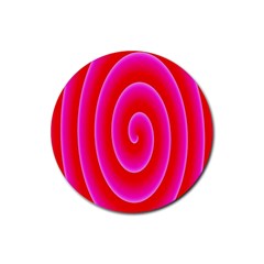 Pink Hypnotic Background Rubber Round Coaster (4 Pack)  by Simbadda