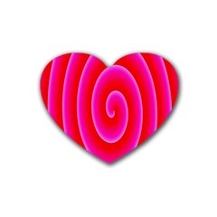 Pink Hypnotic Background Heart Coaster (4 Pack)  by Simbadda