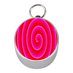 Pink Hypnotic Background Mini Silver Compasses by Simbadda