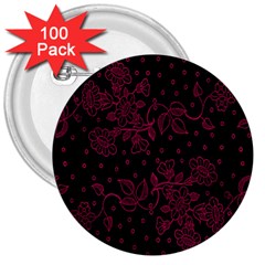 Floral Pattern Background 3  Buttons (100 Pack)  by Simbadda