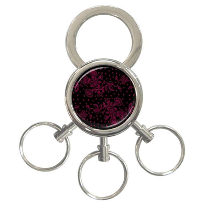 Floral Pattern Background 3-Ring Key Chains