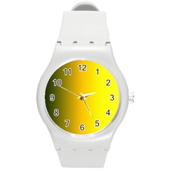 Yellow Gradient Background Round Plastic Sport Watch (m) by Simbadda