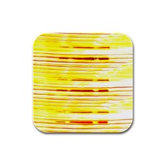 Yellow Curves Background Rubber Square Coaster (4 Pack)  by Simbadda