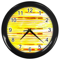 Yellow Curves Background Wall Clocks (black)