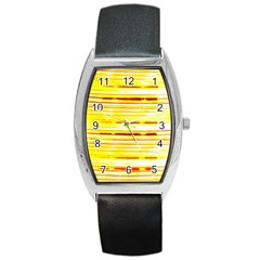 Yellow Curves Background Barrel Style Metal Watch