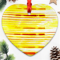 Yellow Curves Background Heart Ornament (two Sides) by Simbadda