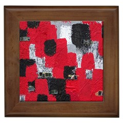 Red Black Gray Background Framed Tiles by Simbadda