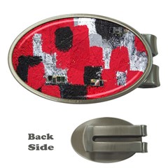 Red Black Gray Background Money Clips (oval)  by Simbadda