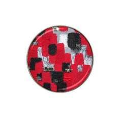 Red Black Gray Background Hat Clip Ball Marker by Simbadda