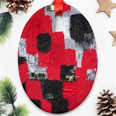 Red Black Gray Background Oval Ornament (two Sides) by Simbadda