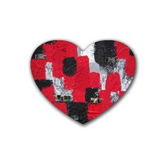 Red Black Gray Background Heart Coaster (4 Pack)  by Simbadda