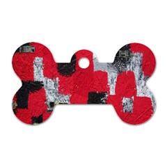 Red Black Gray Background Dog Tag Bone (one Side) by Simbadda