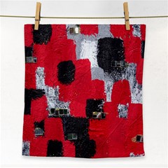 Red Black Gray Background Face Towel by Simbadda