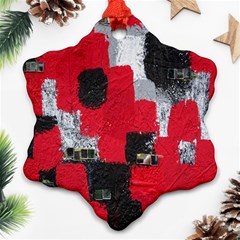 Red Black Gray Background Ornament (snowflake) by Simbadda