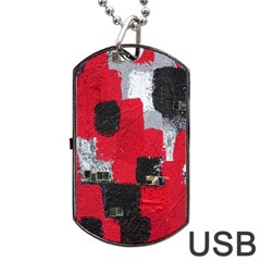 Red Black Gray Background Dog Tag Usb Flash (one Side) by Simbadda