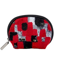 Red Black Gray Background Accessory Pouches (small)  by Simbadda