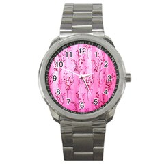 Pink Curtains Background Sport Metal Watch by Simbadda