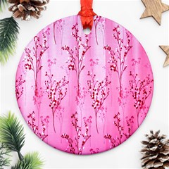 Pink Curtains Background Round Ornament (two Sides) by Simbadda