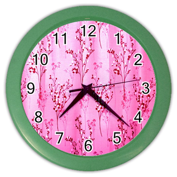 Pink Curtains Background Color Wall Clocks