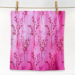 Pink Curtains Background Face Towel by Simbadda