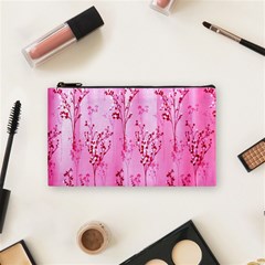 Pink Curtains Background Cosmetic Bag (small)  by Simbadda