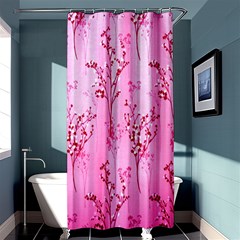 Pink Curtains Background Shower Curtain 36  X 72  (stall)  by Simbadda