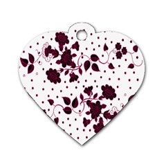 Floral Pattern Dog Tag Heart (one Side) by Simbadda