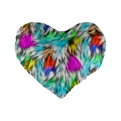 Fur Fabric Standard 16  Premium Flano Heart Shape Cushions by Simbadda