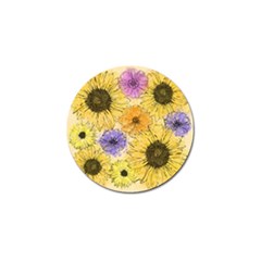 Multi Flower Line Drawing Golf Ball Marker (4 Pack) by Simbadda