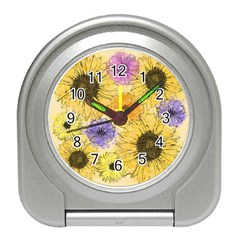 Multi Flower Line Drawing Travel Alarm Clocks by Simbadda