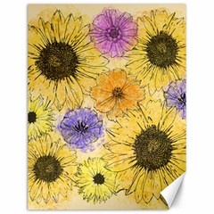 Multi Flower Line Drawing Canvas 12  X 16   by Simbadda