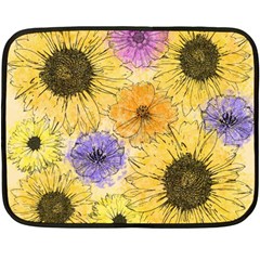 Multi Flower Line Drawing Fleece Blanket (mini) by Simbadda