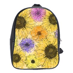 Multi Flower Line Drawing School Bags (xl)  by Simbadda