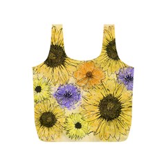 Multi Flower Line Drawing Full Print Recycle Bags (s)  by Simbadda