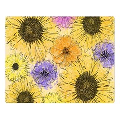 Multi Flower Line Drawing Double Sided Flano Blanket (large)  by Simbadda