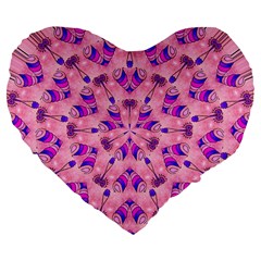 Mandala Tiling Large 19  Premium Flano Heart Shape Cushions by Simbadda