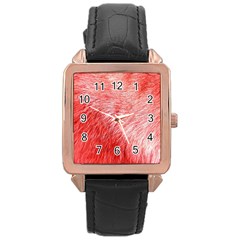 Pink Fur Background Rose Gold Leather Watch 