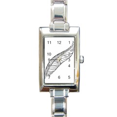 Feather Line Art Rectangle Italian Charm Watch by Simbadda