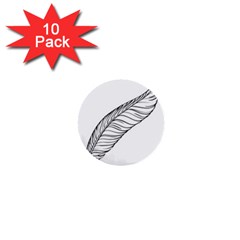 Feather Line Art 1  Mini Buttons (10 Pack)  by Simbadda